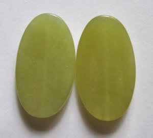 2 Olive Jade 35x20 Oval Pendant Beads