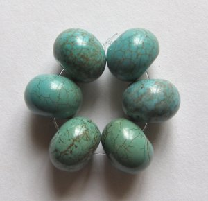 6 Turquoise Magnesite 16x12 Rondelle Beads