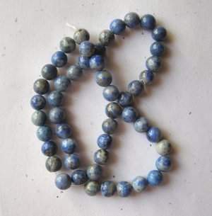 Denim Lapis 8mm Round  Beads 15" Strand