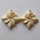 2 Carved Bone 20mm Pinwheel Flower Pendant Beads