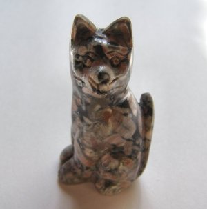 Fossil Jasper Carved Cat - 2 inches tall