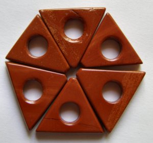 6 Red Jasper 19x23 Triangle Frame Beads