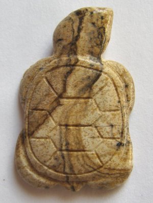 Picture Jasper 35x23 Carved Turtle Pendant Bead