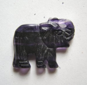 Fluorite 30x39 Elephant Pendant Bead