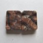 2 Red/ Black Picture Jasper 26x20 Wavy Rectangle  Bead