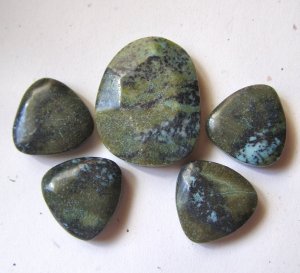 Chrysocolla Jasper Faceted Freeform Pendant Bead Set