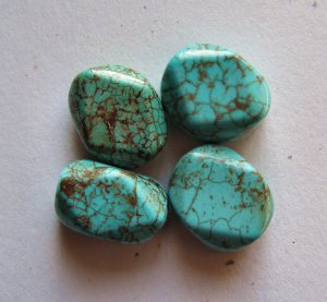 4 Turquoise 22x15 Faceted Nugget Beads