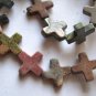 Mixed Semi-precious Stone 16x16 Cross Beads 16"Strand