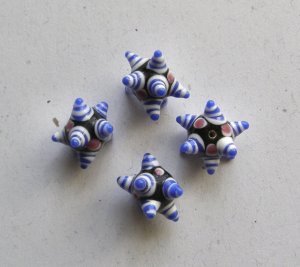 4- 21x13mm Lampwork Pinata Beads