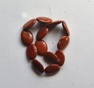 Red Jasper 30x22 Flat Oval Beads 15" strand