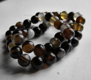 Black Agate 8mm Round Beads 15" Strand