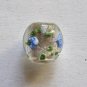 Lampwork Glass Blue Roses and Sillver Foil 19x20 Focal Bead