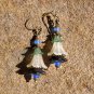 Handmade Ivory and Black Lucite Fairy Flower Earrings