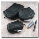3pc Italian Stone Design Genuine Leather Travel/Make-up Bag Set