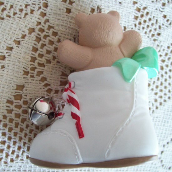 Baby Bootie First Christmas Hallmark Ornament 1996 Teddy Bear