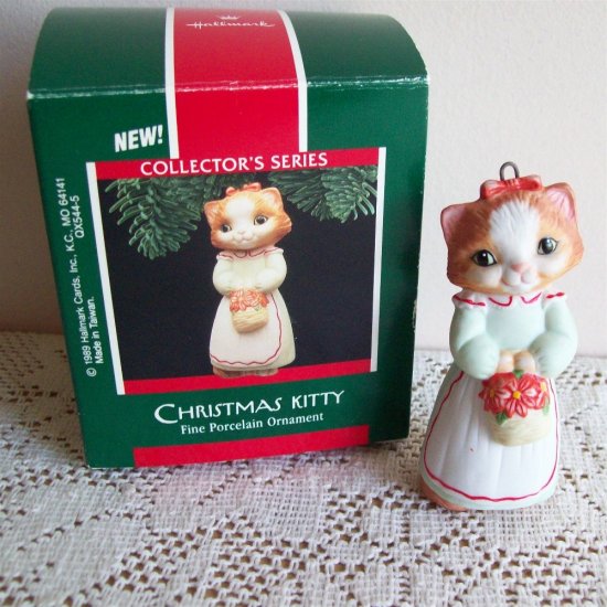 Hallmark First in Series Christmas Kitty Porcelain Ornament Cat Kitten