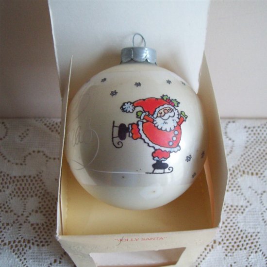 Hallmark Jolly Santa Glass Ball 1980 Christmas Ornament