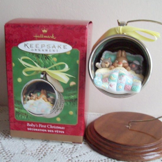 Babys First Christmas 2000 Silver Cup Bunny Hallmark Ornament