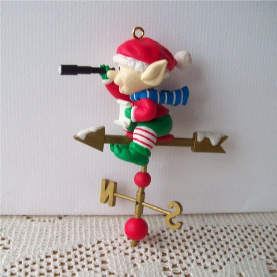 Noma Ornamotion Elf on Weather Vane Rotating Ornament Christmas