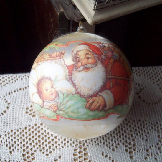 1980 Baby's First Christmas Hallmark Satin Ball