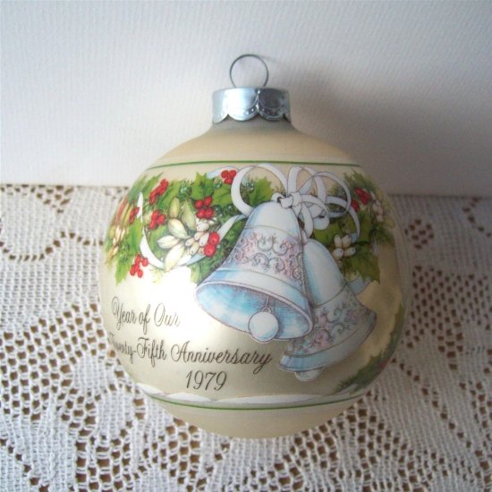25th Anniversary Hallmark with Box 1979 Glass Ball Ornament
