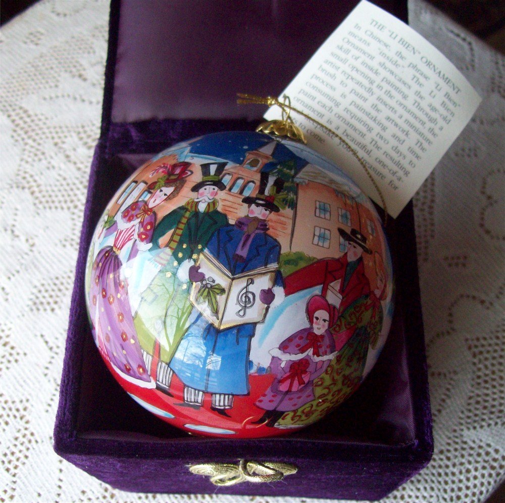 Li Bien Ornament Chinese Inside Painting Glass Ball Pier 1 Carolers