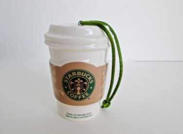 Starbucks Mini Ceramic Christmas Tree Ornament Holidays Coffee Cup Red  Green 