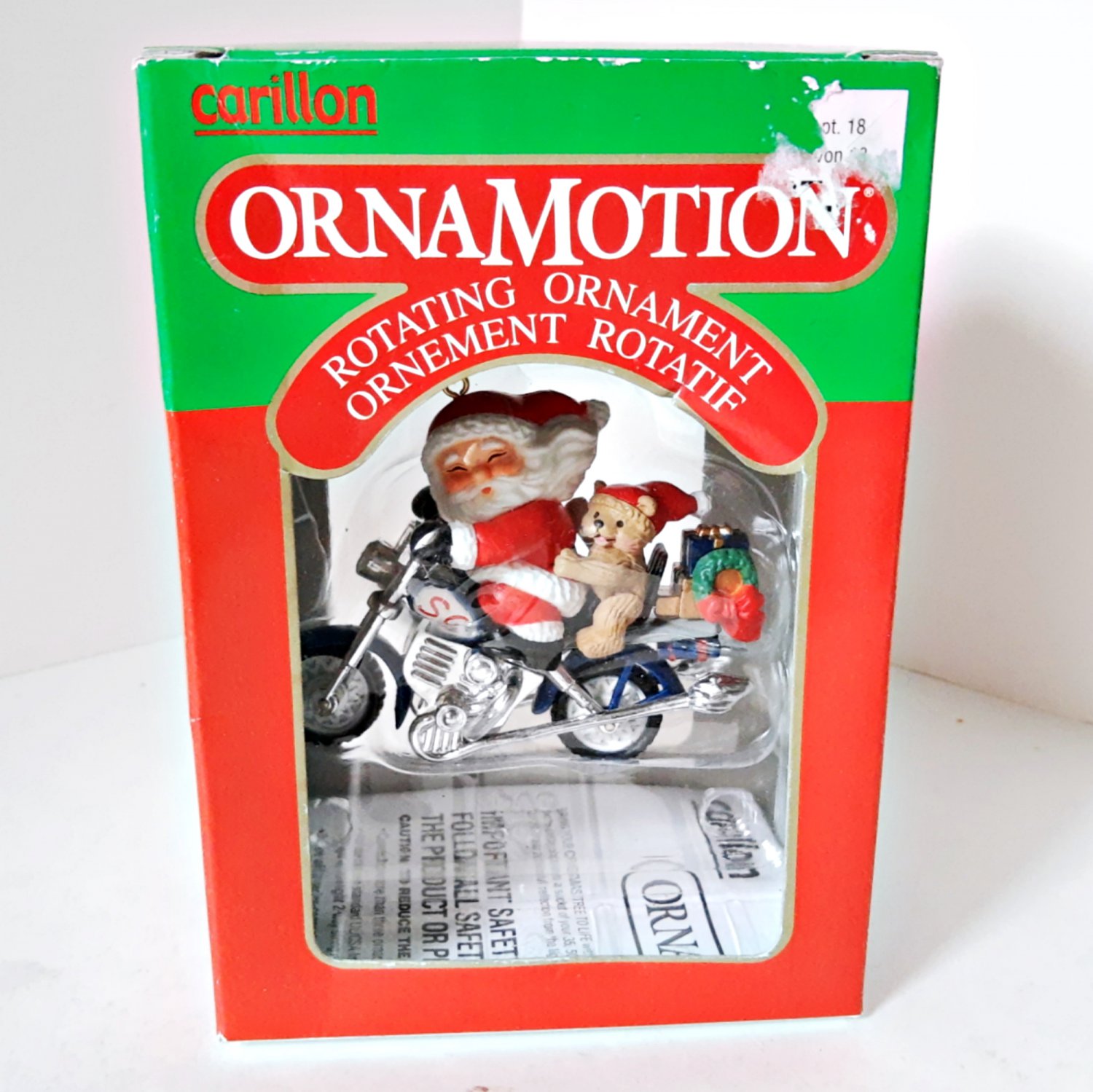 Santa on Motorcycle Noma Ornamotion with Motor Christmas Ornament by