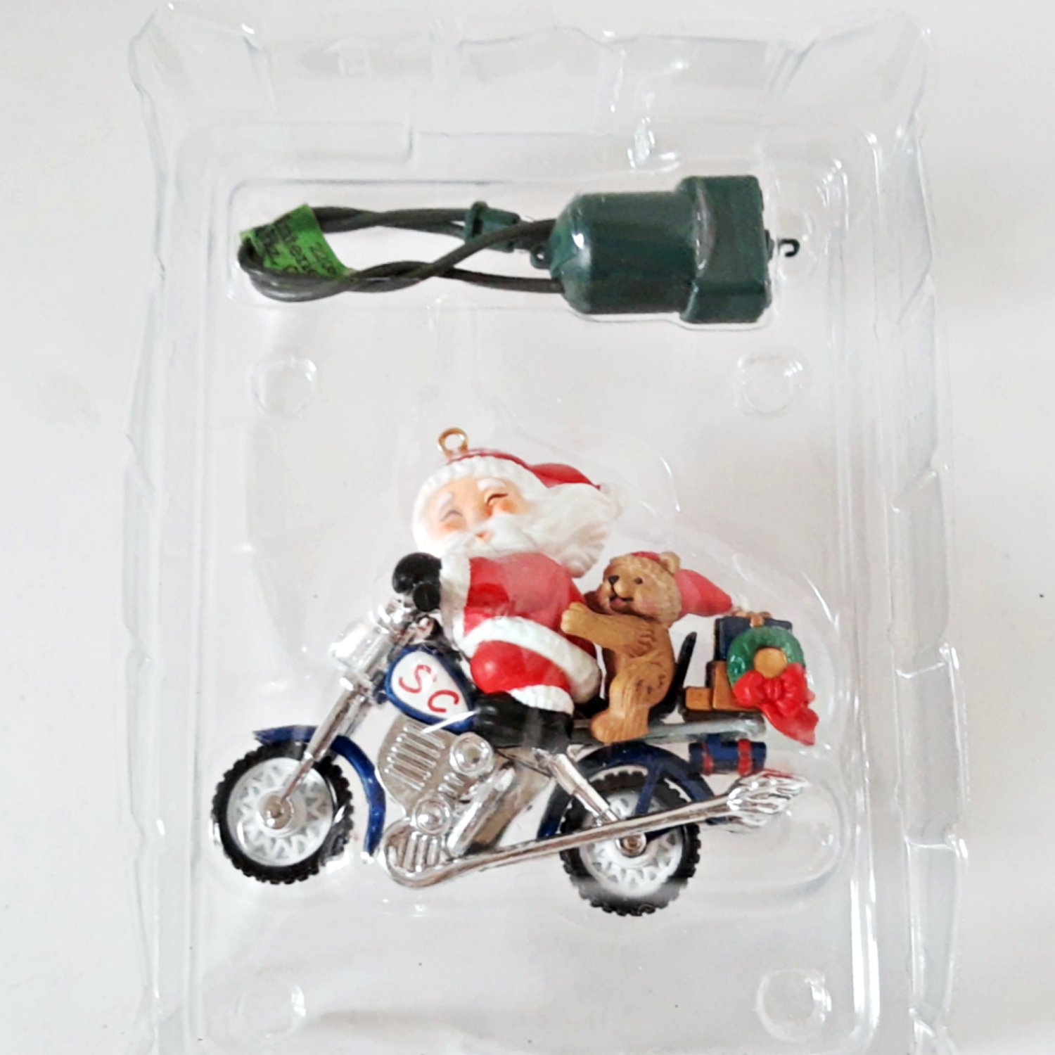 Santa on Motorcycle Noma Ornamotion with Motor Christmas Ornament by