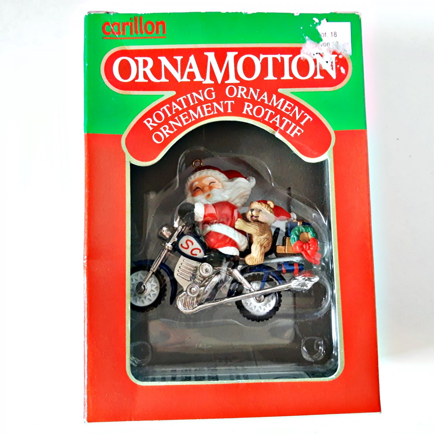 Santa on Motorcycle Noma Ornamotion with Motor Christmas Ornament by