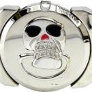 Chrome Black Red Enameled Skull Lighter Belt Buckle