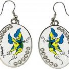 Ed Hardy Butterfly Oval Clear Crystal Earrings