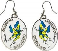 Ed Hardy Butterfly Oval Clear Crystal Earrings