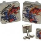 Ed Hardy Koi Fish Silver Cuff Links, Brand New