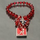 Alabama Crimson Tide Glass Beads Stretch Crystal Bracelet