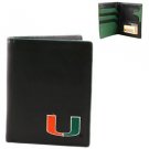 Miami Hurricanes Hipster Mens Black Leather Bi-fold Wallet