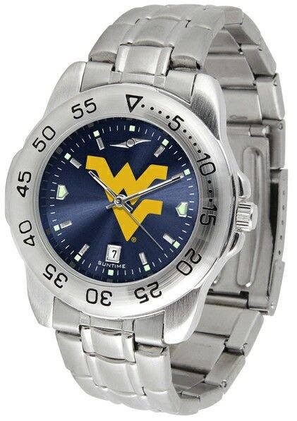 West Virginia Mountaineers Licensed Men Sport Steel AnoChrome Watch