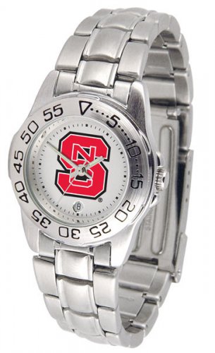 NC North Carolina State Wolfpack Licensed Women Ladies Sport Steel Band Watch