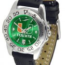 Miami Hurricanes Licensed Women Ladies Sport Leather AnoChrome Watch