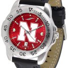 Nebraska Cornhuskers Men Sport AnoChrome Leather Band Watch