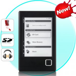 Harmony eBook Reader with 6 Inch e-ink Display + MP3 Player