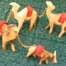 Olive Wood Carved 3 Camel Train and Donkey