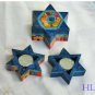 Candlesticks   Emanuel Wood Hand Painted Shabbat 'Star of David'