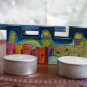 Candlesticks Emanuel Wood Hand Painted Shabbat Travel of the 'Kotel'