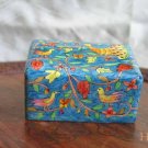 Jewelry Box  Emanuel Wood Hand Painted Small  'Peacocks'
