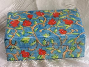 Jewelry Box   Emanuel Wood Hand Painted Medium  'Pomegranates'