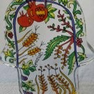 Hamsa - Yair Emanuel's  Glass Hand Painted  Large  'Seven Species'