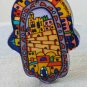 Hamsa - Yair Emanuel's  Glass Hand Painted  Large  'Jerusalem Arches'
