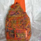 Backpack - Ethnic Fabric Orange / Multi-Color Woven Tote / Shoulder Bag
