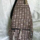 Backpack - Ethnic Fabric Brown Tan / Checked Woven Tote / Shoulder Bag